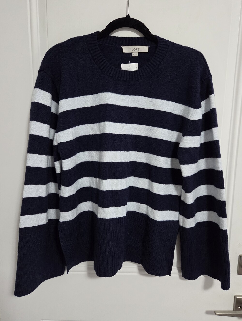 NWT - LOFT By Ann Taylor Women's Striped Cotton Sweater - Size L